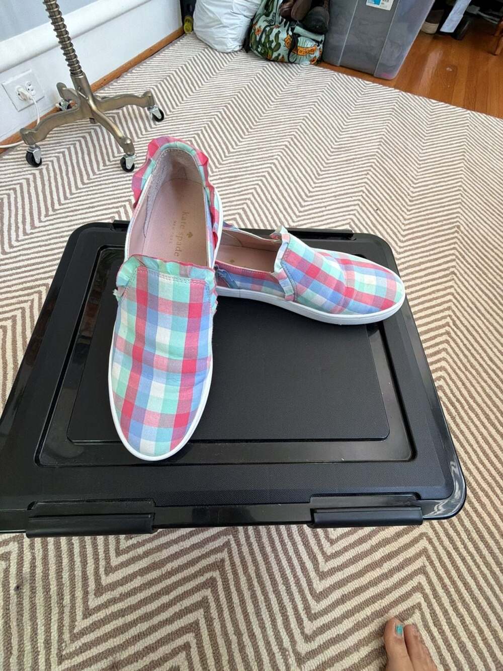 Kate Spade New York Lilly Multicolor Gingham Ruffle Slip-On Sneakers